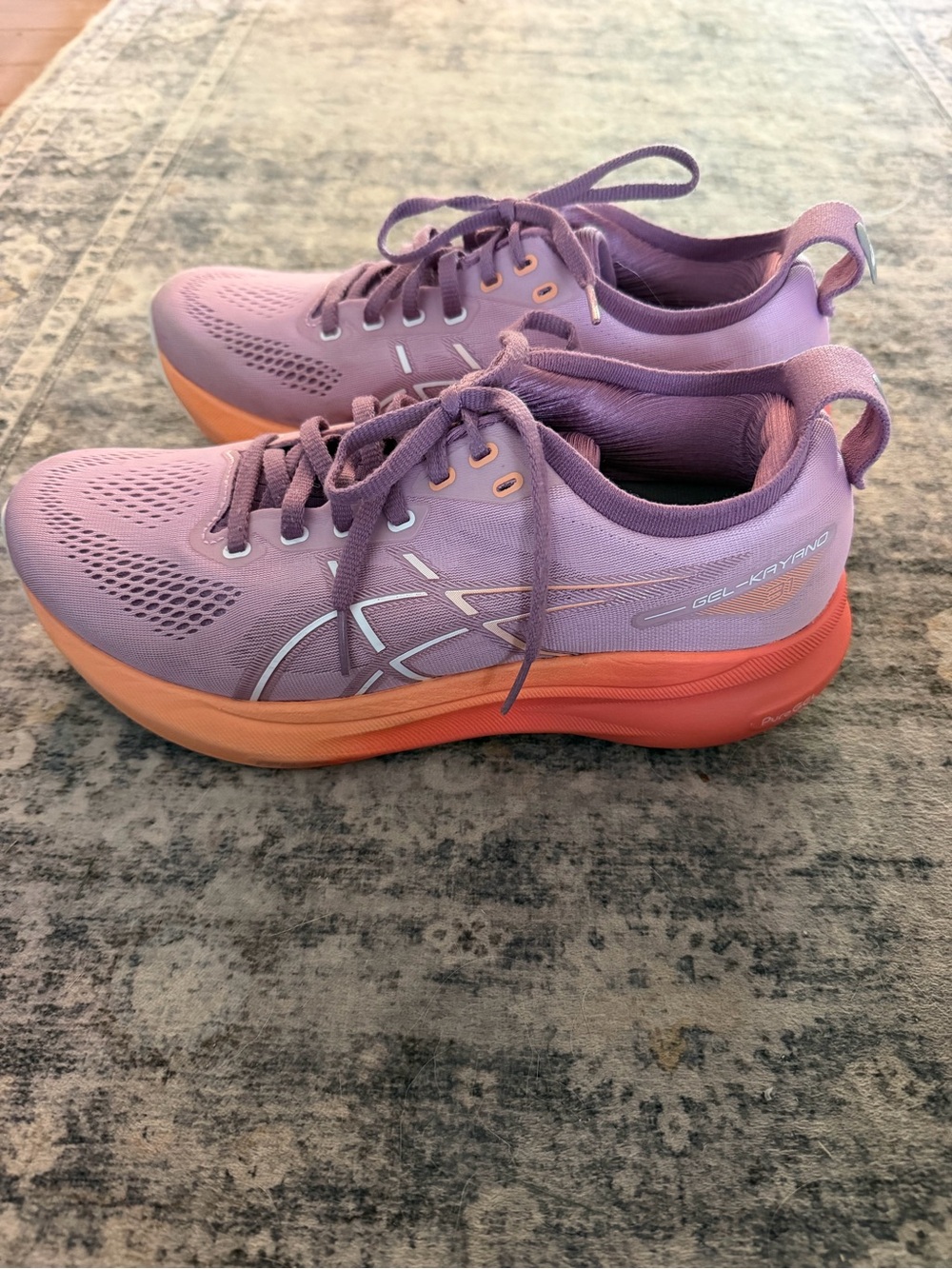 Asics Lavender Athletic Running Shoes with Peach-Orange Sole